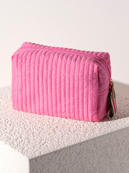 Shiraleah Ezra Quilted Nylon Large Boxy Cosmetic Pouch, Pink