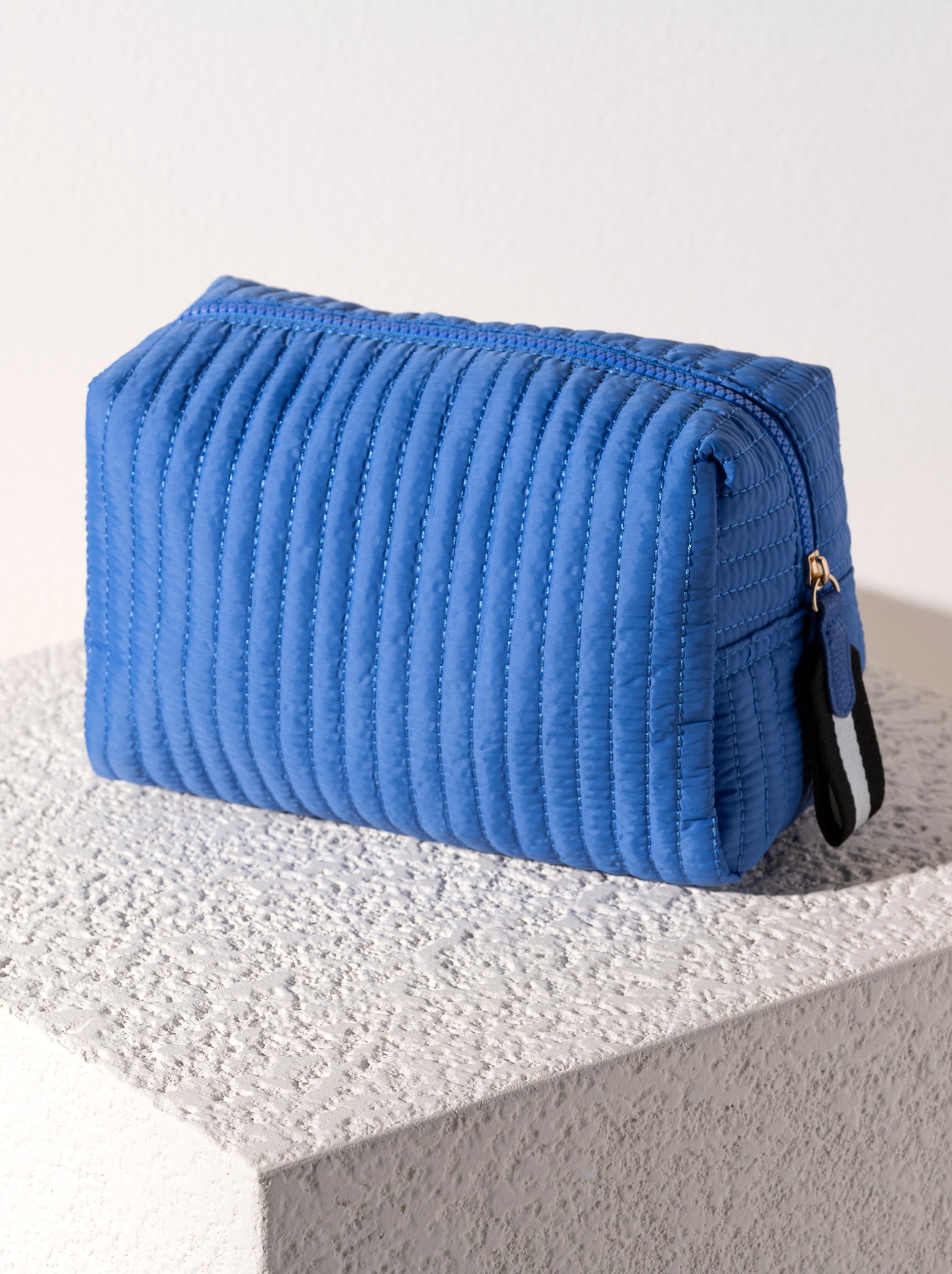 Shiraleah Ezra Quilted Nylon Large Boxy Cosmetic Pouch Ultramarine