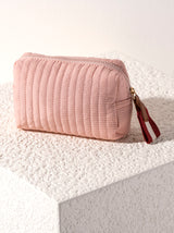Shiraleah Ezra Quilted Nylon Small Boxy Cosmetic Pouch, Blush