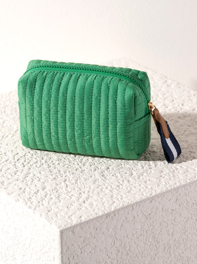 Shiraleah Ezra Quilted Nylon Small Boxy Cosmetic Pouch, Green