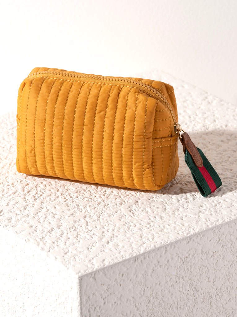 Shiraleah Ezra Quilted Nylon Small Boxy Cosmetic Pouch, Honey - FINAL