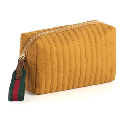 Shiraleah Ezra Quilted Nylon Small Boxy Cosmetic Pouch, Honey