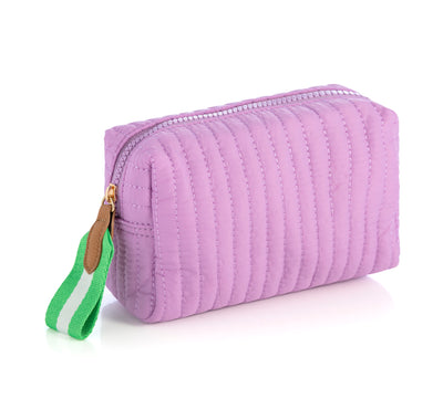 Shiraleah Ezra Quilted Nylon Small Boxy Cosmetic Pouch, Lilac