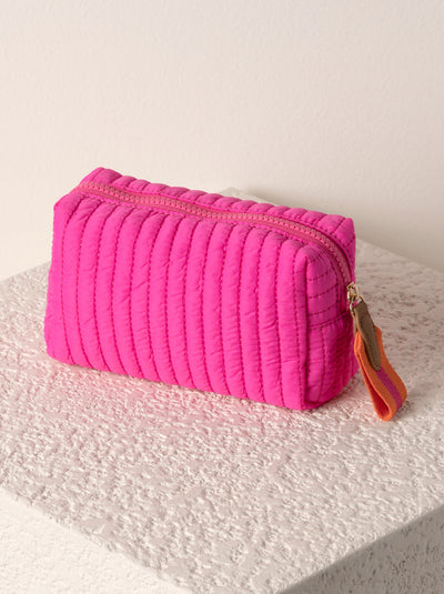 Shiraleah Ezra Quilted Nylon Small Boxy Cosmetic Pouch, Magenta