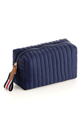 Shiraleah Ezra Quilted Nylon Small Boxy Cosmetic Pouch, Navy