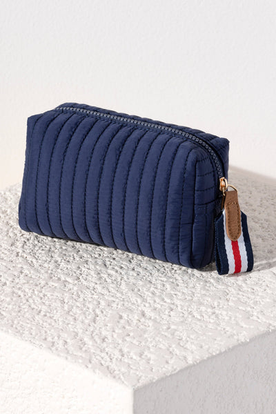 Shiraleah Ezra Quilted Nylon Small Boxy Cosmetic Pouch, Navy