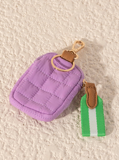 Shiraleah Ezra Quilted Nylon Clip-On Pouch, Lilac