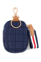 Shiraleah Ezra Quilted Nylon Clip-On Pouch, Navy