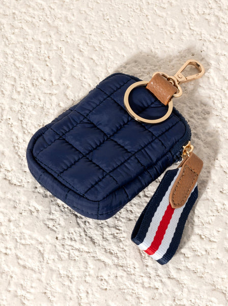 Shiraleah Ezra Quilted Nylon Clip-On Pouch, Navy