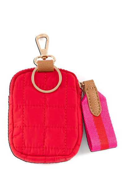 Shiraleah Ezra Quilted Nylon Clip-On Pouch, Red