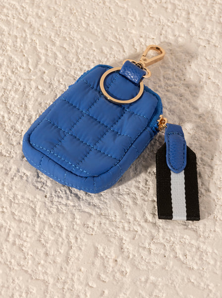 Shiraleah Ezra Quilted Nylon Clip-On Pouch, Ultramarine