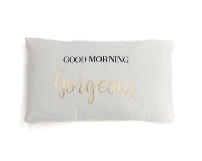 Shiraleah Set Of 2 "Good Morning Gorgeous / Hello There Handsome" Standard Pillow Cases,Ivory - FINAL SALE ONLY