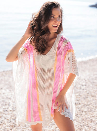 Keep cool by the pool this summer in Shiraleah's Florida Cover Up. Made from delicately woven fabric, it is the perfect layering piece to slip over your swim suit. Its colorful striped pattern adds an element of playfulness to your ensemble. Pair with other items from Shiraleah to complete your summertime look!