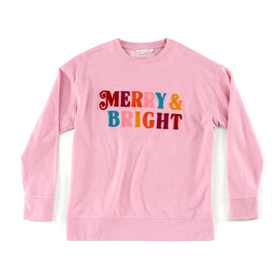 "Merry & Bright" Sweatshirt, Pink