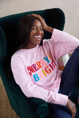Shiraleah "Merry & Bright" Holiday Sweatshirt, Pink