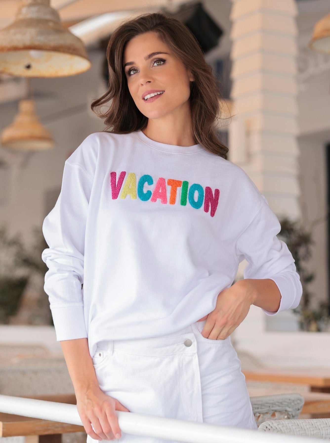 Shiraleah "Vacation" Sweatshirt, White