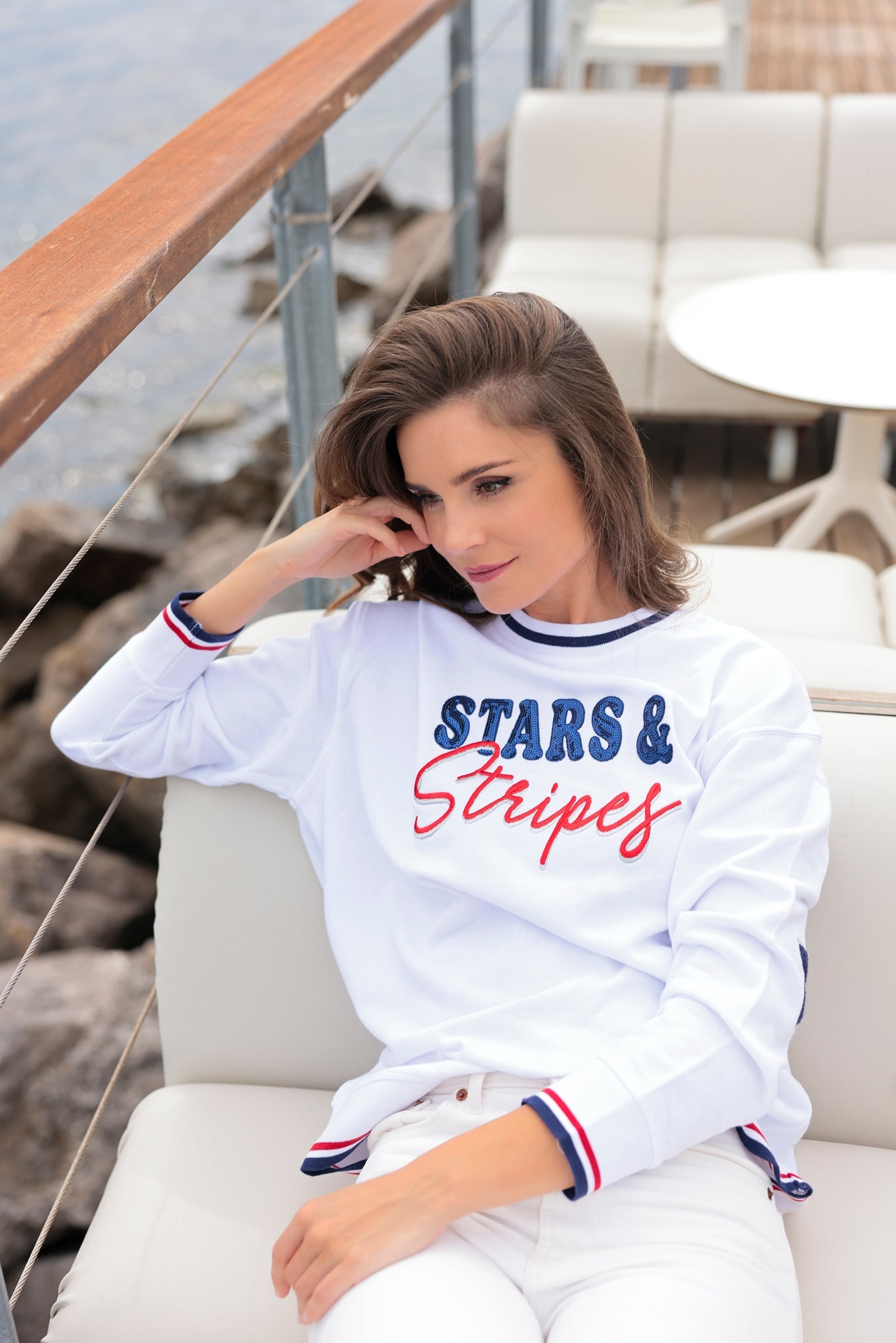 Shiraleah "Stars & Stripes" Sweatshirt, White