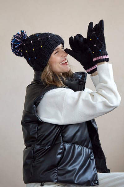 Shiraleah Lisle Winter Knit Hat/Beanie, Black - FINAL SALE ONLY