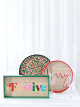 Shiraleah Celebration "Merry" Holiday Tray, Red - FINAL SALE ONLY
