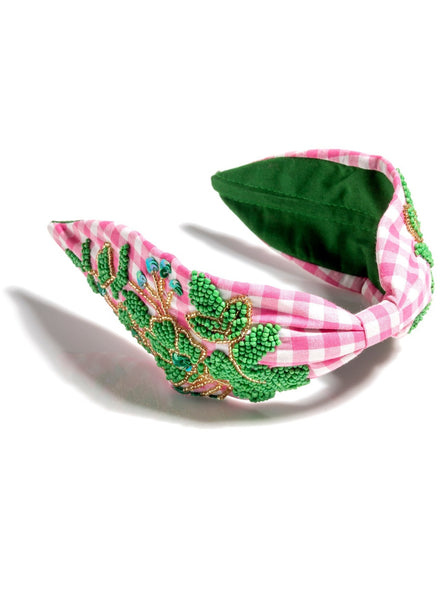 Shiraleah Embellished Wide Check Headband, Pink - FINAL SALE ONLY