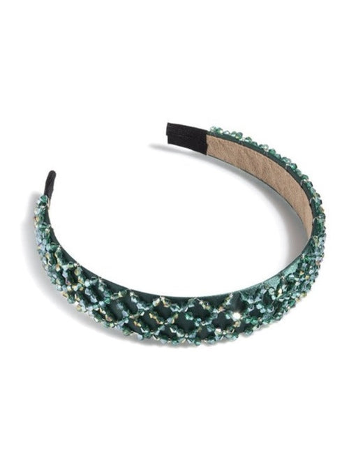 Wide Crystal Embellished Headband,Green