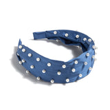 Pearl Wide Headband, Blue