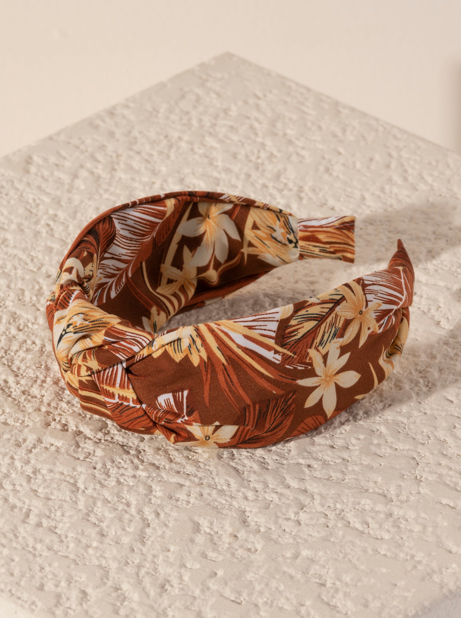 Shiraleah Knotted Floral Print Headband, Brown - FINAL SALE ONLY