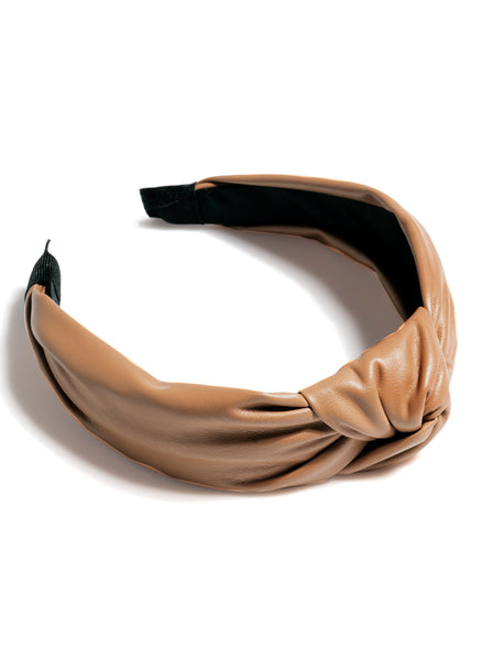 Shiraleah Knotted Faux Leather Headband, Tan