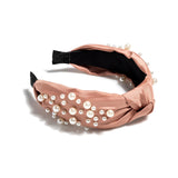 Knotted Pearl Embellished Headband, Blush