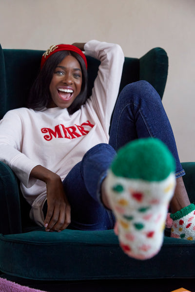 Shiraleah "Merry" Holiday Sweatshirt , Blush