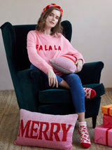 Shiraleah "Fa La La" Holiday Sweatshirt , Bubble Gum