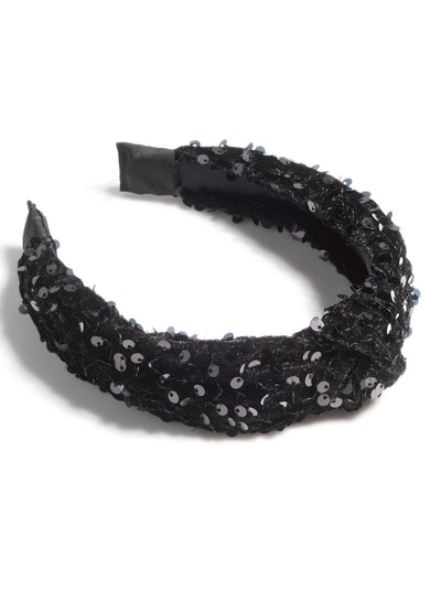 Shiraleah Knotted Sequins Headband, Black