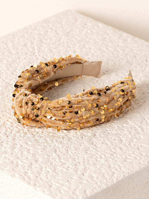 Shiraleah Knotted Sequins Headband, Gold - FINAL SALE ONLY