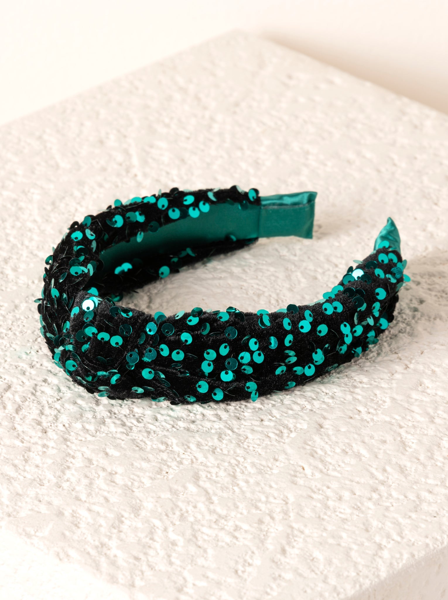 Shiraleah Knotted Sequins Headband, Green