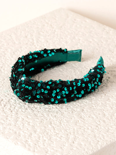Shiraleah Knotted Sequins Headband, Green - FINAL SALE ONLY