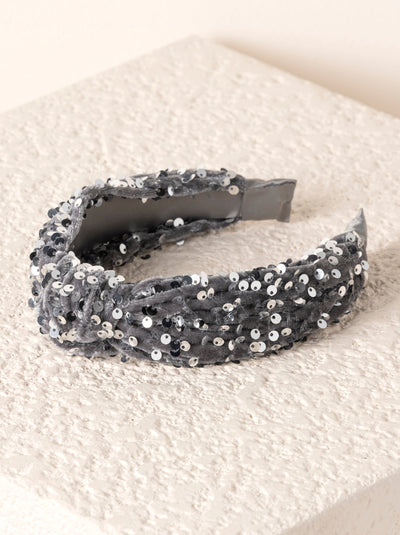 Shiraleah Knotted Sequins Headband, Grey - FINAL SALE ONLY