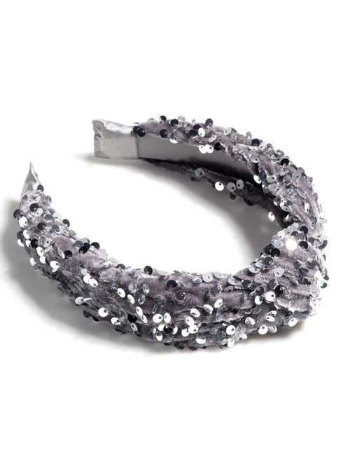 Shiraleah Knotted Sequins Headband, Grey