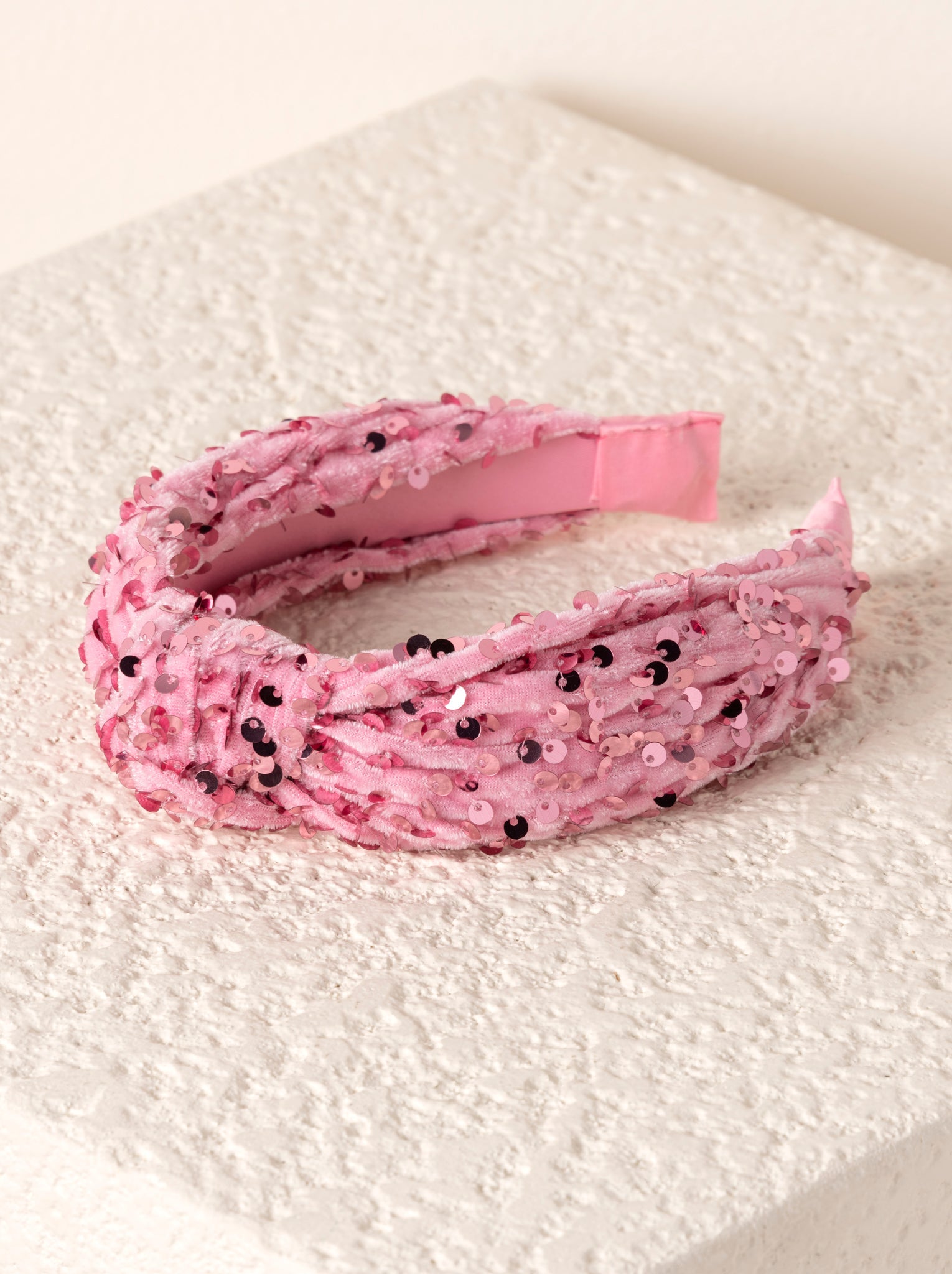 Shiraleah Knotted Sequins Headband, Pink