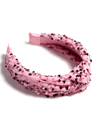 Shiraleah Knotted Sequins Headband, Pink