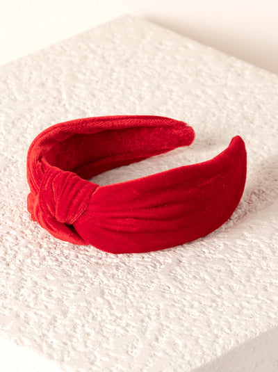 Shiraleah Knotted Velvet Headband, Red