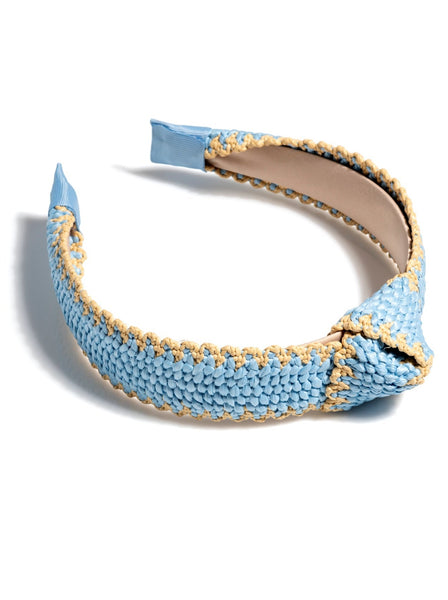 Shiraleah Knotted Straw Headband, Sky - FINAL SALE ONLY