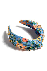 Shiraleah Floral Embellished Knotted Headband, Sky