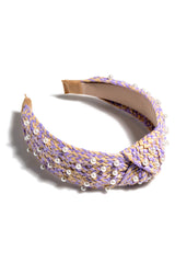Shiraleah Pearl Embellished Knotted Headband, Lilac