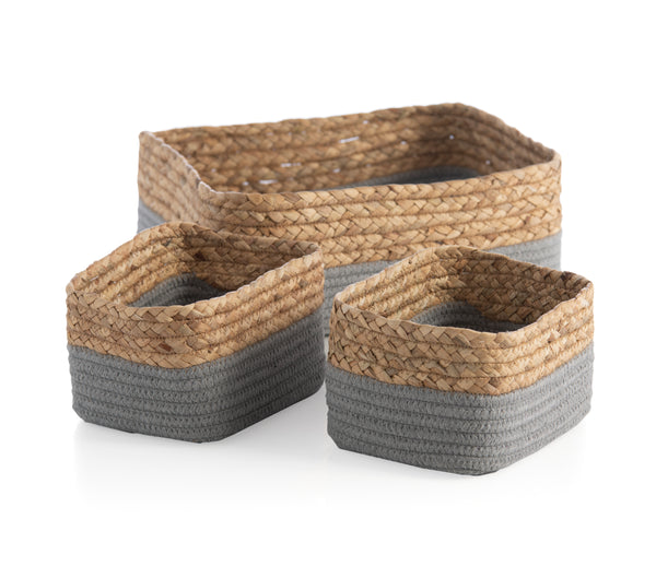 Shiraleah Assorted Set of 3 Dalton Cotton Rope Organizer Baskets, Grey