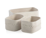 Shiraleah Assorted Set Of 3 Dharma Cotton Rope Organizer Baskets, Ivory