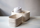 Shiraleah Assorted Set of 3 Dharma Cotton Rope Organizer Baskets, Ivory