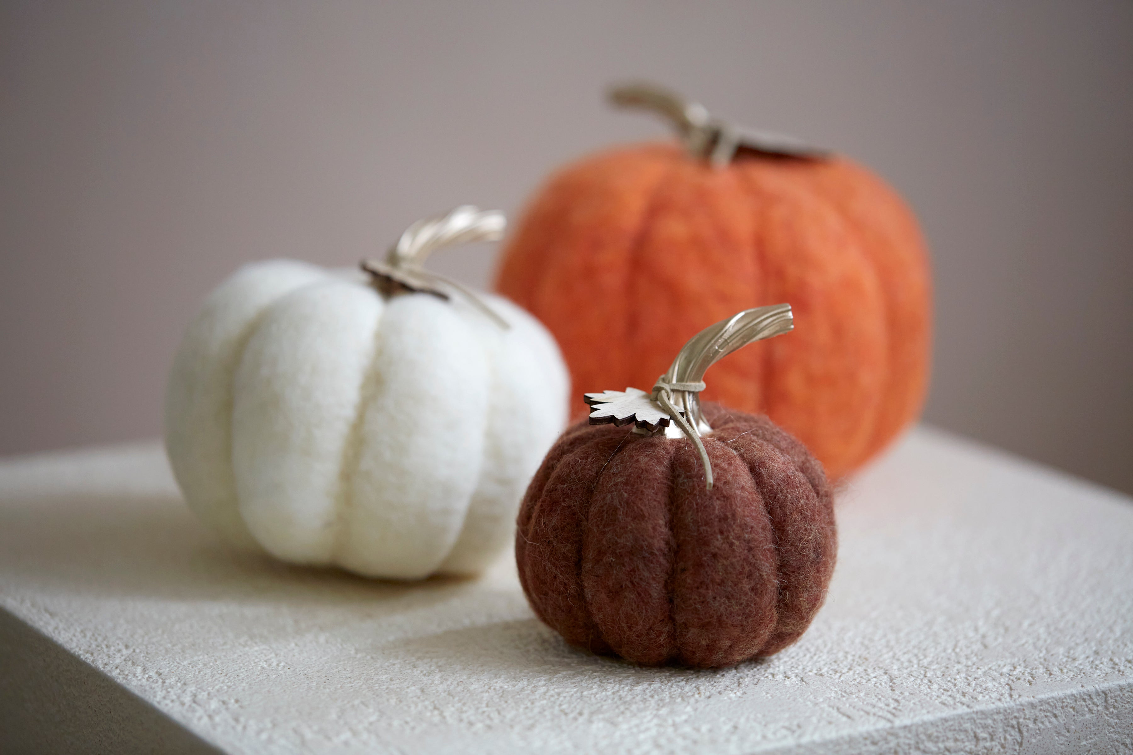 Shiraleah Assorted Set of 3 Felt Decorative Pumpkins, Multi