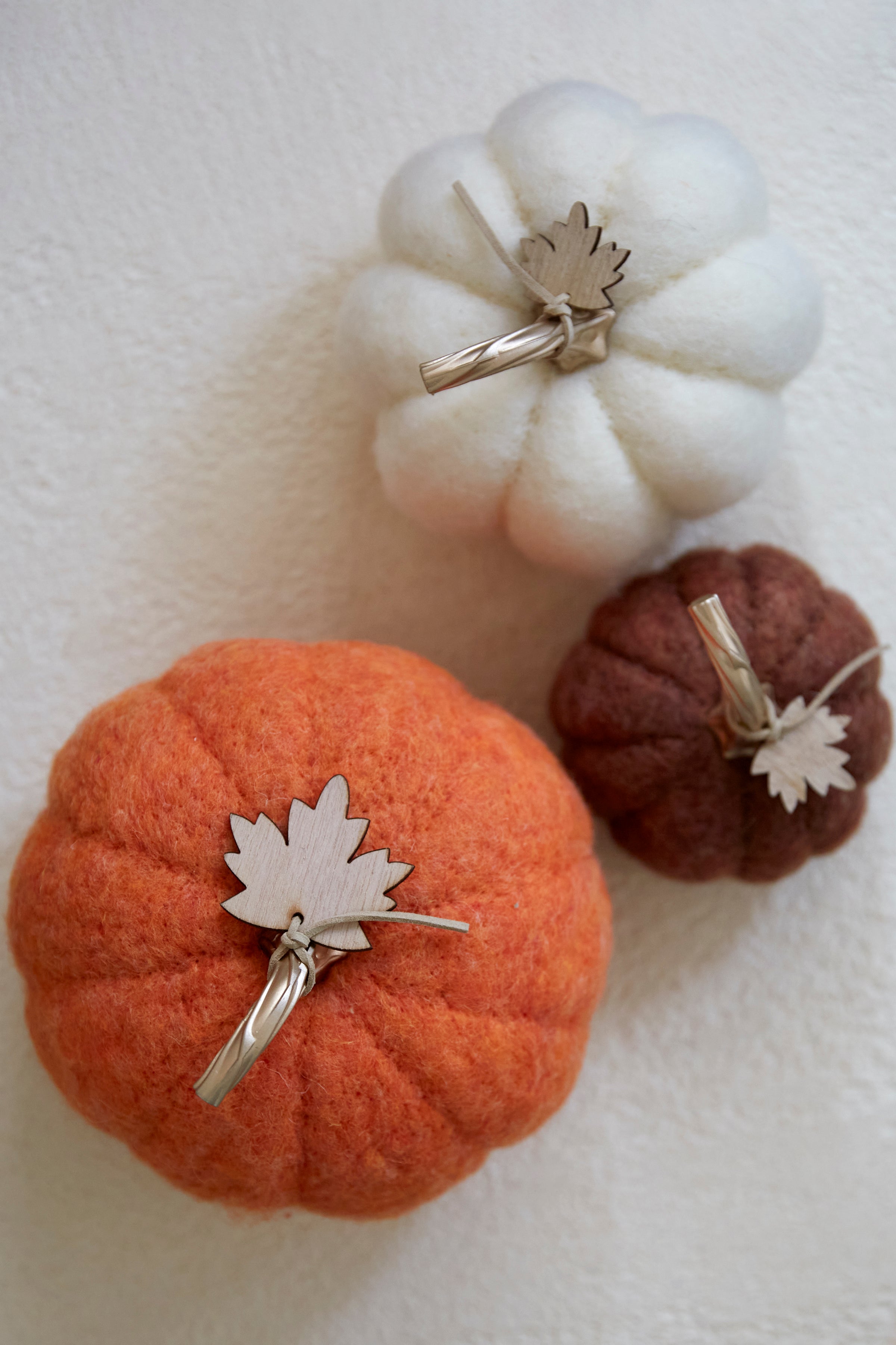 Shiraleah Assorted Set of 3 Felt Decorative Pumpkins, Multi