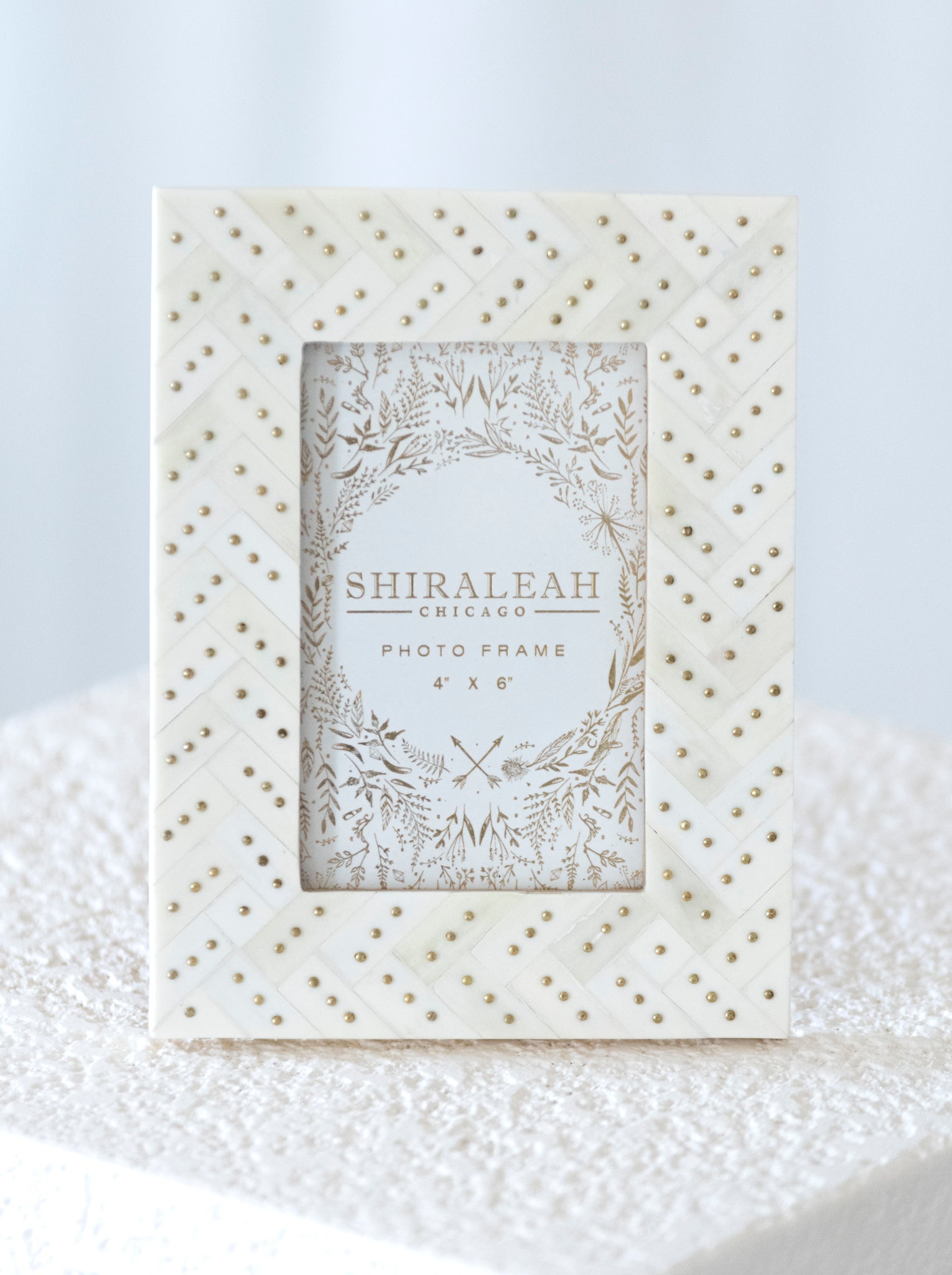 Shiraleah Mansour Studded 4" x 6" Picture Frame, Ivory