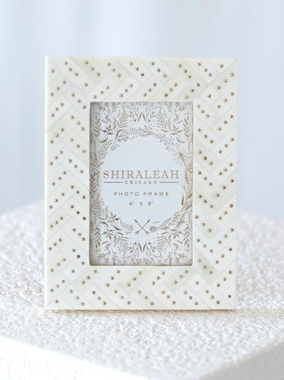 Shiraleah Mansour Studded 4X6 Picture Frame, Ivory